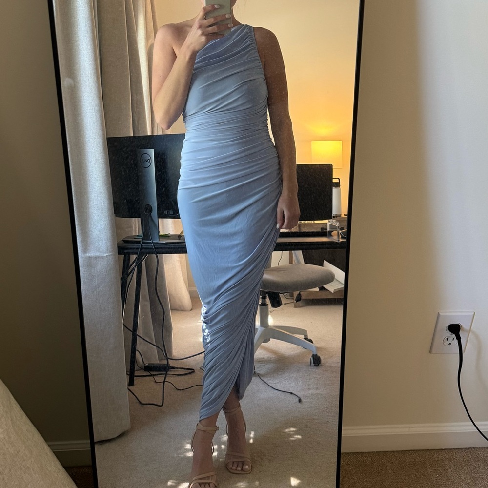 Norma Kamala ruched one shoulder dress, built in shapewear